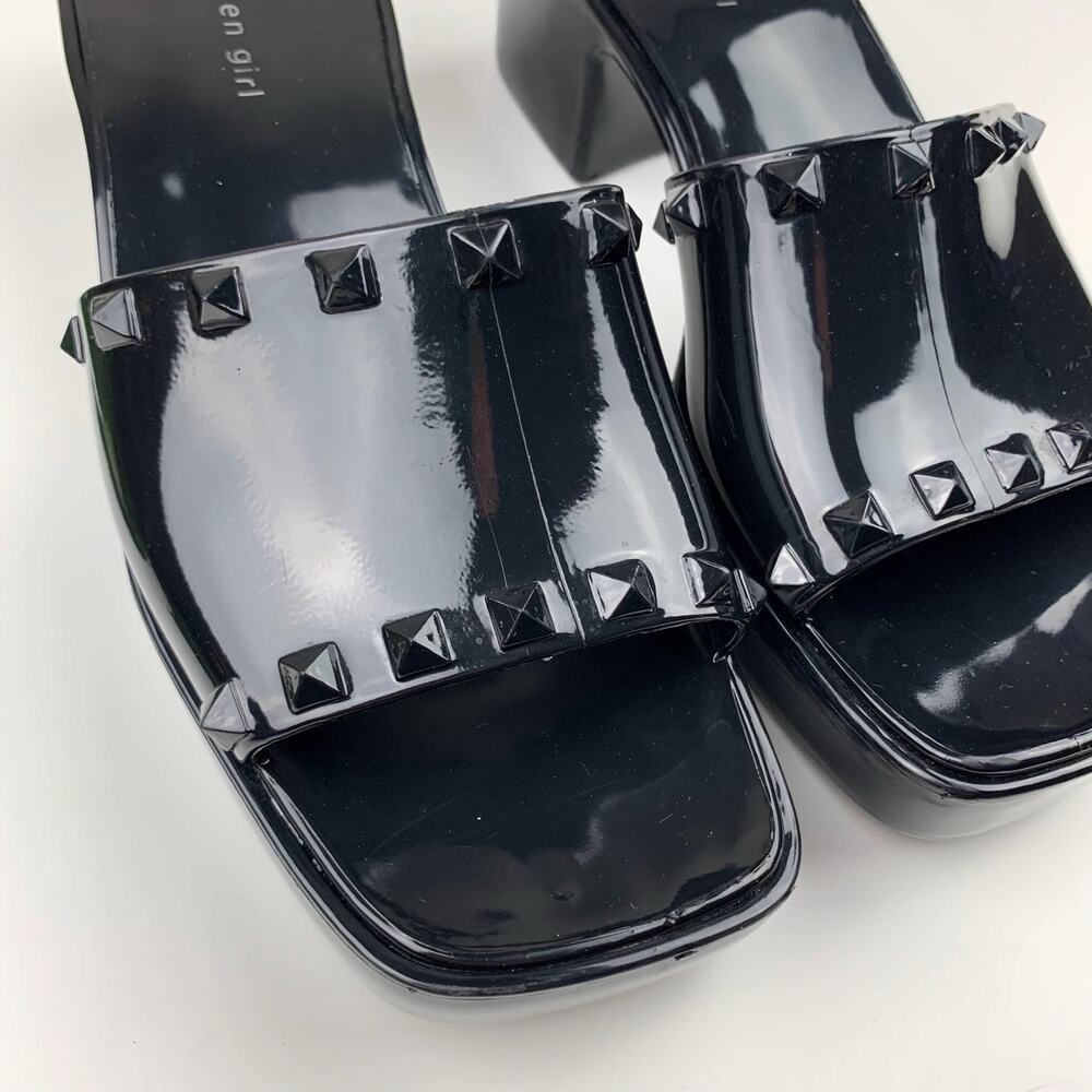 Madden Girl Paccer Sandals Chunky Black Jelly Platform Slides Women's 8.5 - Picture 4 of 11